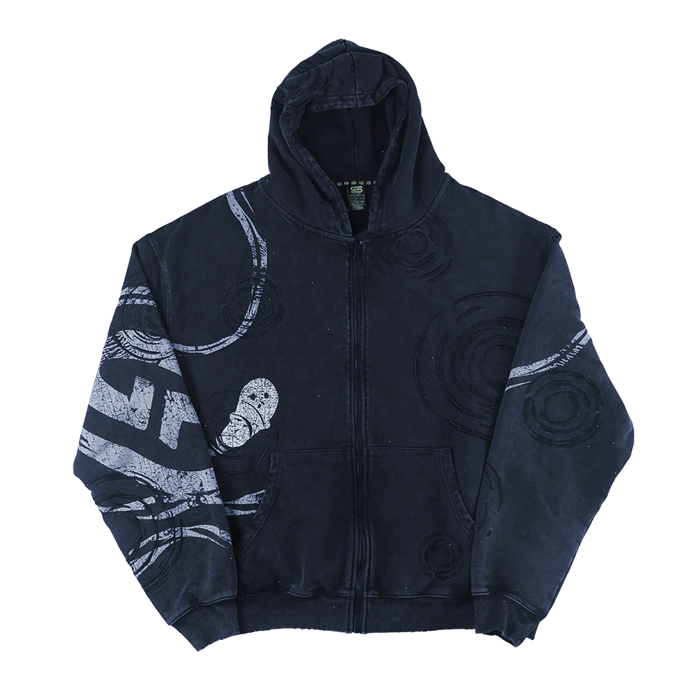 Holy Sheet: BOO! Distressed Zip-Up Hoodie